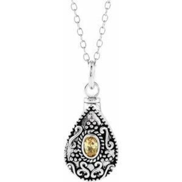 Kazi Luxury Silver 6x4 mm Oval November Birthstone Ash Holder 18